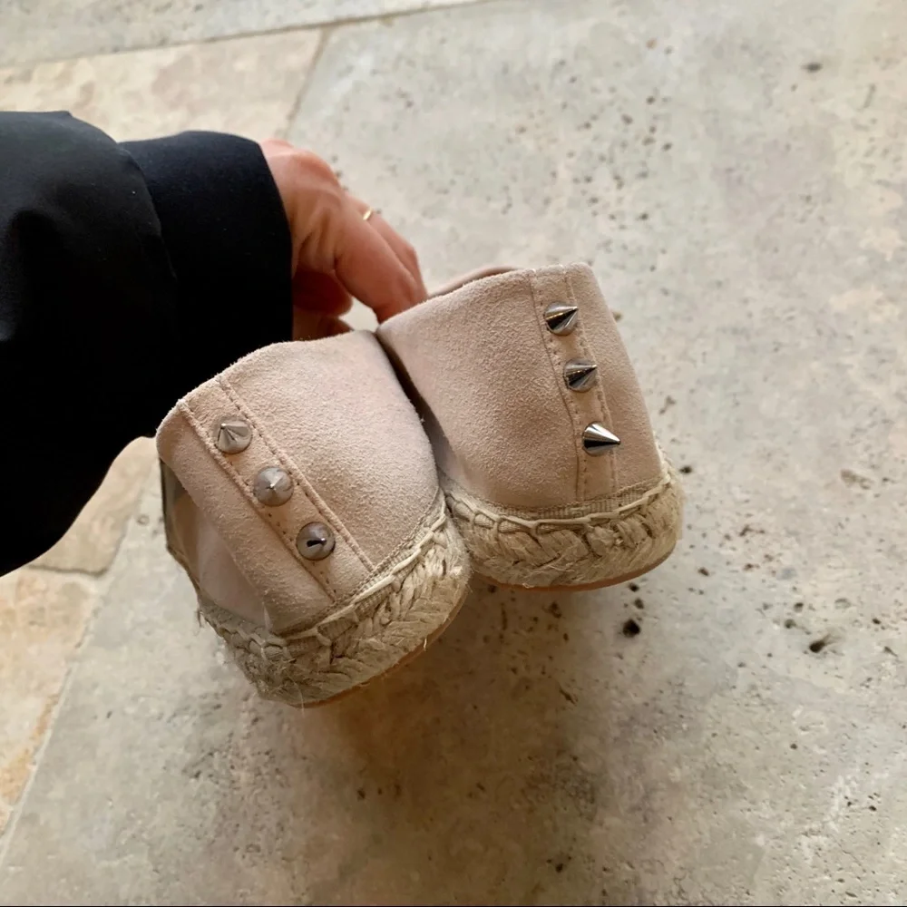 Rebecca Minkoff Suede Rockstud Espadrille Flat 8.5